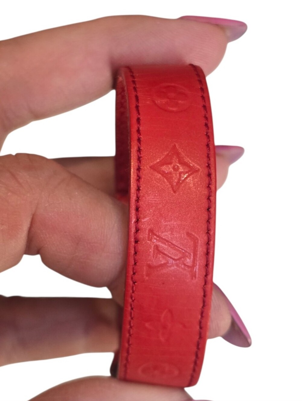 Louis Vuitton Wish Good Luck Red Silver Adjustable Leather Bracelet - Picture 5 of 14